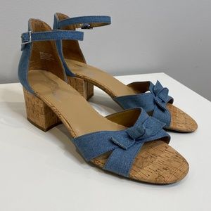 Aerosoles Denim & Cork Heeled Sandals